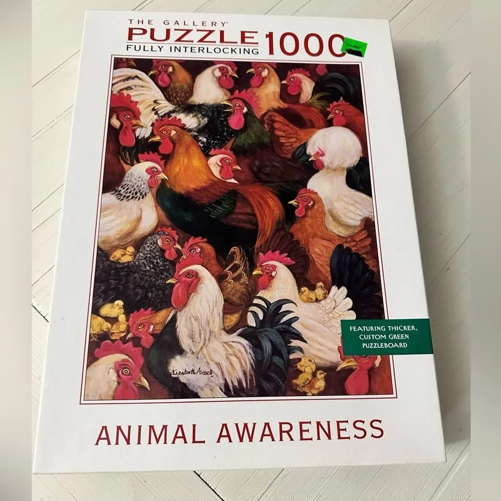 SEALED Vtg 1000 pc The Gallery Puzzle Chickens Animal Awareness Elizabeth Ansell
